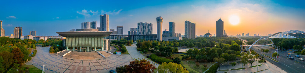 Obraz premium Dusk scenery of Jiangyin City, Jiangsu Province, China