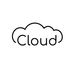 Linear cloud logo for cloud storage, internet servers, hosting, websites, wireless data access. Cloud icon, ui and ux design. Isolated on white background. Vector graphics