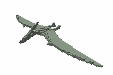 Pteranodon from cubes. Voxel art. Futuristic concept. 3d Vector illustration. © eestingnef