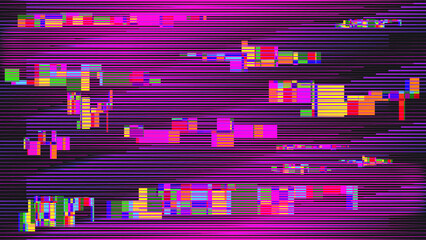 Glitch distorted geometric background . Modern art design . Noise destroyed glitched poster . Trendy defect error background with speed lines . Glitched artwork  .Hologram effect .vector 