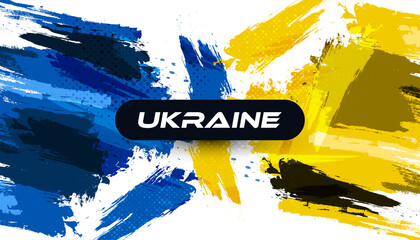 Ukraine Flag with Brush Concept. Flag of Ukraine in Grunge Style. Hand Painted Brush Flag of Ukraine Country