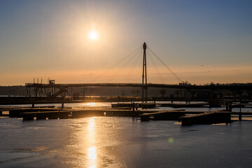 sunset at the marina in Giżycko