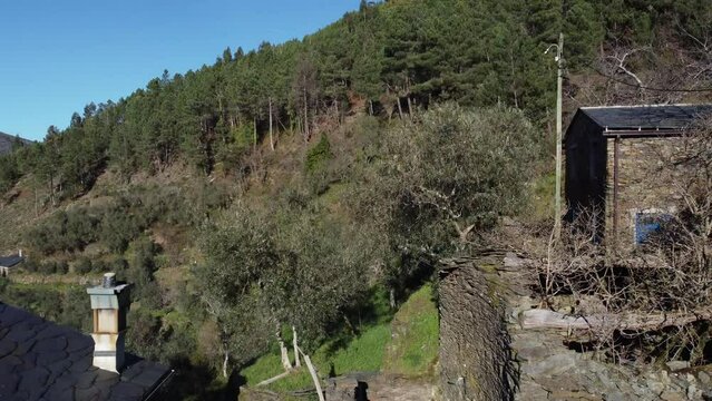 The beautiful village of Pi&oacute;d&atilde;o in Portugal, with houses made of shale stone
