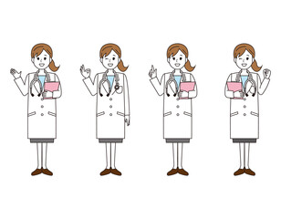 Obraz premium 女性の医師 医療従事者 イラスト