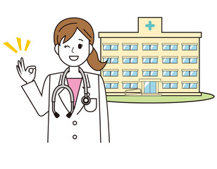 女性の医師　医療従事者　イラスト