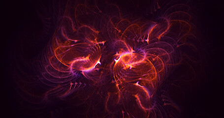 3D rendering abstract multicolor fractal light background