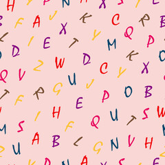 Seamless pattern with mistral style alphabets