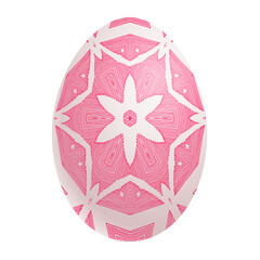 Easter egg isolated on white background. Delicate floral pattern. Elegance hand painted decoration. 