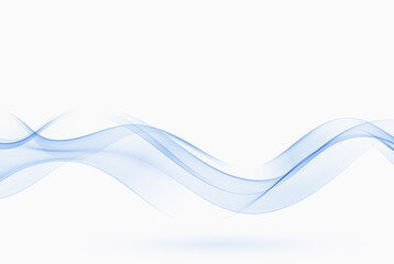 Blue smoky transparent wave flow. Abstract wave vector background.