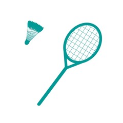 Sports Equipment. Badminton racket and shuttlecock. Illustration on a yellow background.