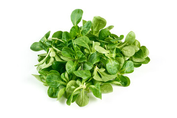 Spinach salad, isolated on white background.