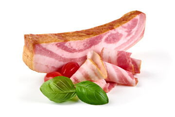 Raw bacon, isolated on white background.