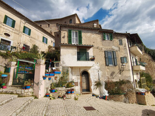View of  picturesque medieval village called Roccantica in Lazio region, Italy