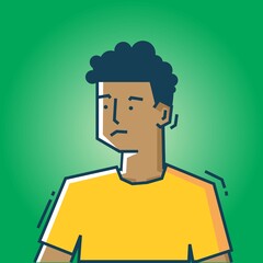 Square face Character in stiff art style illustration