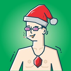 Square face Character in stiff art style illustration
