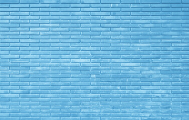 Fototapeta na wymiar Pastel blue brick wall texture background. Brickwork painted of blue color interior backdrop.