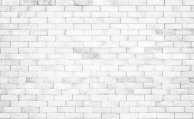 White brick wall texture background. Brickwork painted of blue color interior decorative.