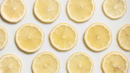 Lemon slices arranged in rows | Background shot for skincare cosmetics with vitamin C commercial