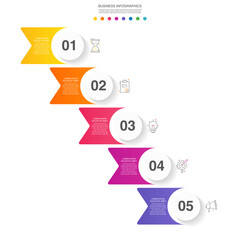 Modern 3D vector illustration. Circular infographic template with five elements. Contains icons and text. Designed for business, presentations, web design, 5-step diagrams.