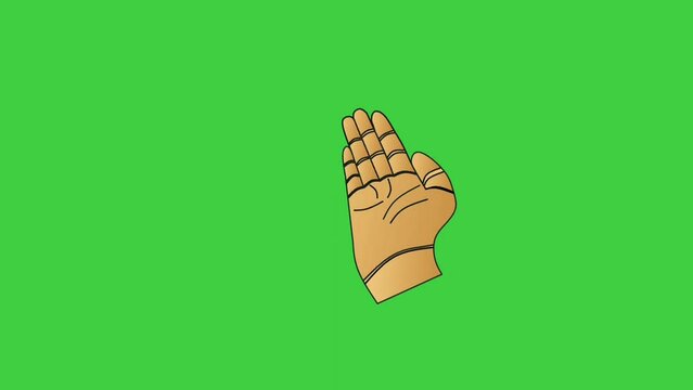 an animated video of two hands looking up as a symbol when praying on a green background