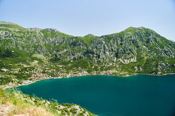 Aerial view of the Bay of Kotor.