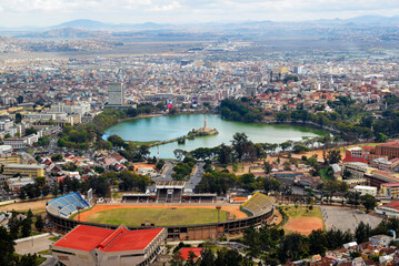Fototapeta premium Vue sur un lac dans le centre d'Antananarivo la capitale de Madagascar