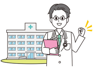 男性の医師　医療従事者　イラスト