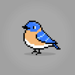 8-bit pixel the bird. Animals Pixel in vector illustrations for cross stitches and game assets.