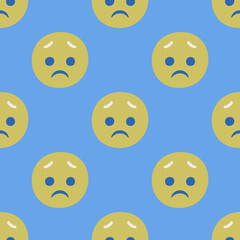Seamless vector facial expression pattern. Repeat chat emoji background for fabric, textile, wrapping, cover etc.