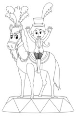 Circus black and white doodle character