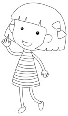 A girl black and white doodle character