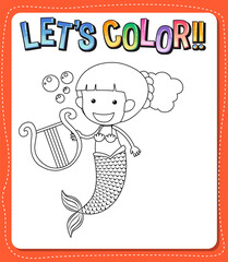 Worksheets template with lets color text and mermaid outline