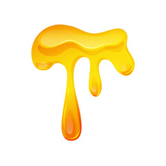 Flowing yellow viscous liquid. Lemon jelly or honey drops. Vector illustration on a white isolated background