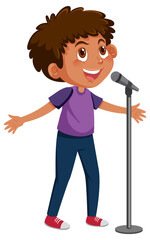 A boy singer character on white background