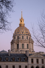 Fototapeta premium The dome of Les Invalides at sunset in Paris, France