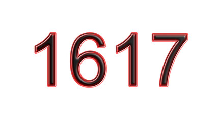 Obraz premium red 1617 number 3d effect white background