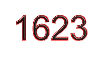red 1623 number 3d effect white background