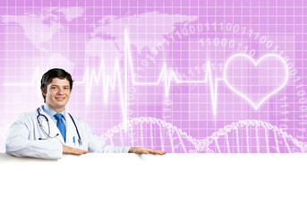Doctor with banner