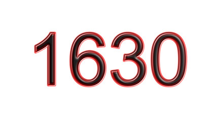 red 1630 number 3d effect white background