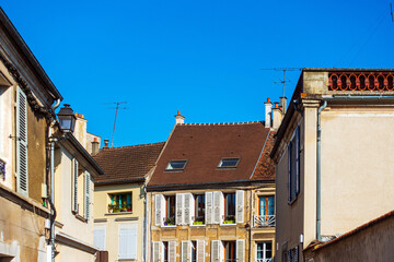 Fototapeta na wymiar Street view of old city Crecy-la-Chapelle in france