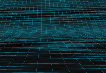 Vector perspective grid. Abstract wireframe landscape. 3d vector illustration. Abstract wireframe landscape. Retro futuristic vector grid. Technology neon background.