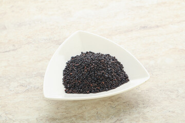 Black sesame seeds in the bowl