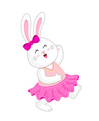 Obraz premium Cute cartoon bunny character smiling. Hare in casual outfit. Vector illustration.