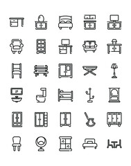 Furniture Icon Set 30 isolated on white backgroundeeegee
