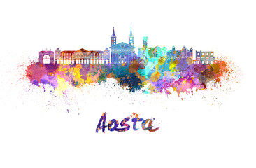 Obraz premium Aosta skyline in watercolor