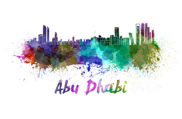 Abu Dhabi skyline in watercolor