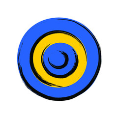 Turkish amulet from the evil eye in the symbolic Ukrainian colors of blue and yellow. Blue eye. Guardian Nazar. Attribute of traditional pre-Islamic Turkic apotropaic magic. vector
