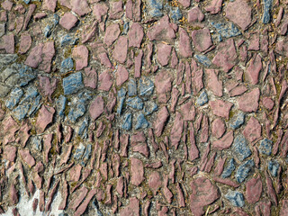 Pavement lined with different stones.