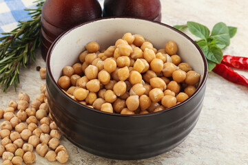 Boiled chickpea in the bowl