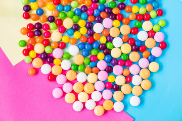 Candies on the colorful background